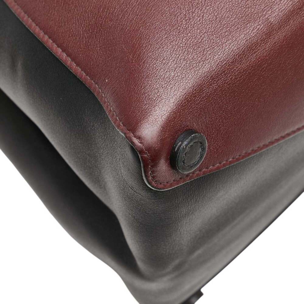 Prada handbag in wine red and black leather for women. - Picture 7 of 15